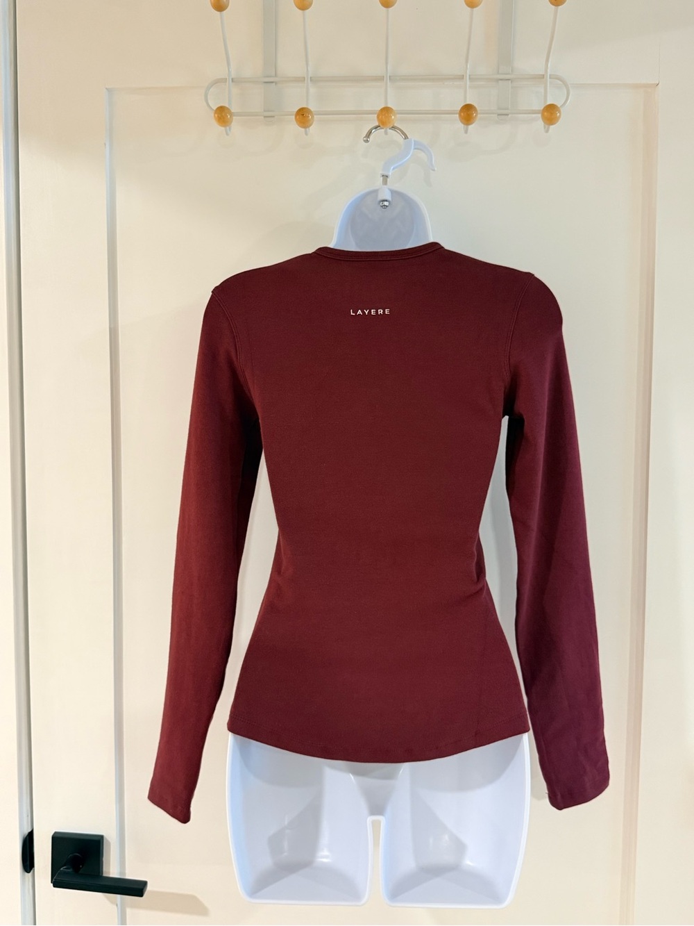 LAYERE Organic Cotton Full length Long Sleeve Top Cherry Red Brandnew - Picture 13 of 13